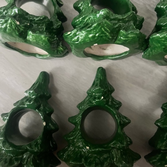 Vintage ceramic Christmas tree napkin ring holders 6 - Picture 2 of 6